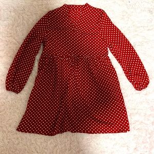 red dress with white polka dots